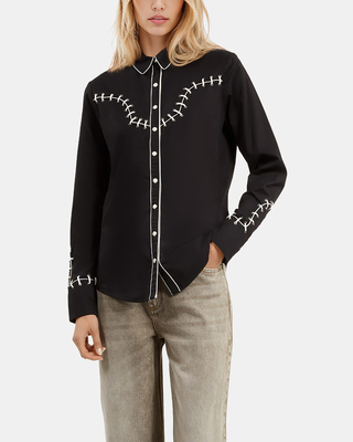 Chemise style western avec broderies noire