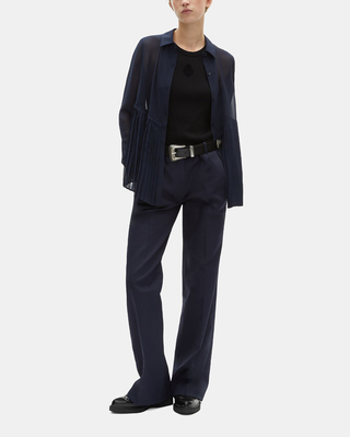 Chemise pliss&eacute;e marine