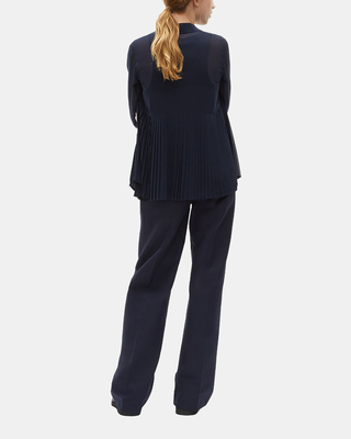 Chemise pliss&eacute;e marine