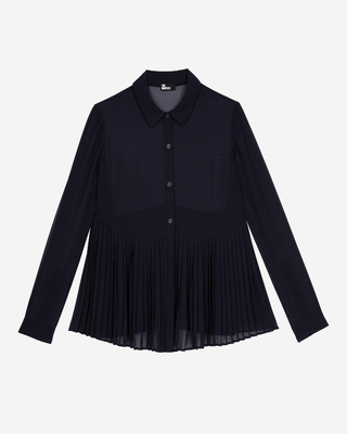 Chemise pliss&eacute;e marine