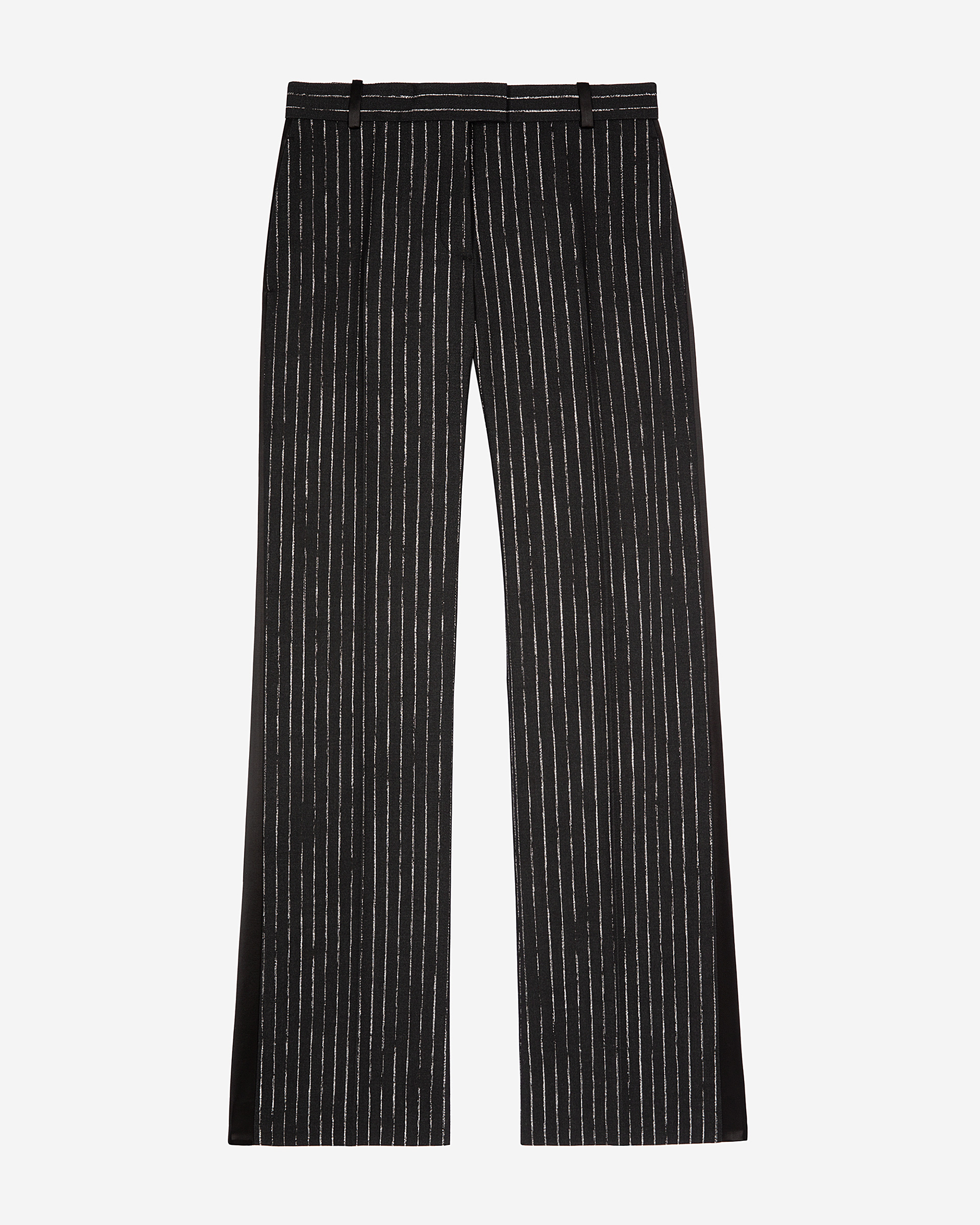 Pantalon tailleur droit à rayures noir