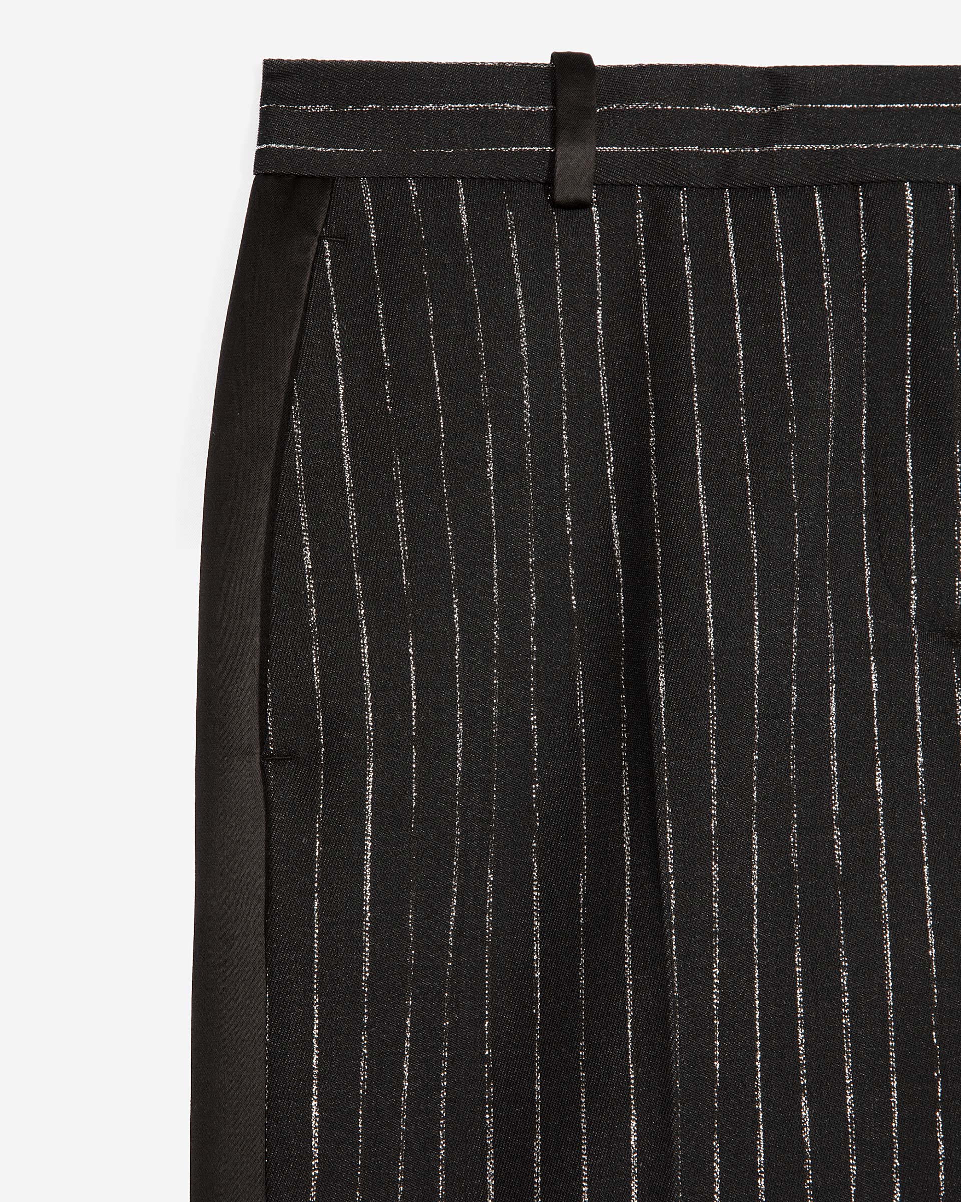 Pantalon tailleur droit à rayures noir