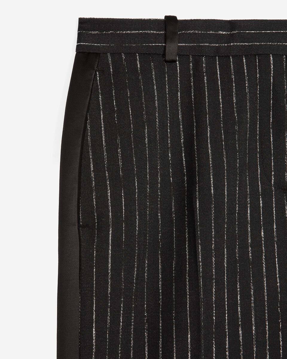 Pantalon tailleur droit &agrave; rayures noir