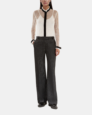 Pantalon tailleur droit à rayures noir