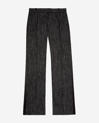 Pantalon tailleur droit à rayures noir