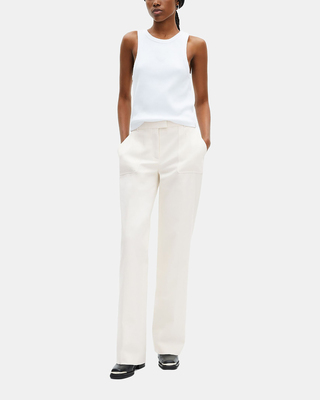 Pantalon large en coton ecru