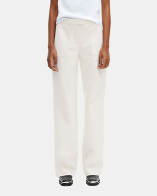 Pantalon large en coton ecru
