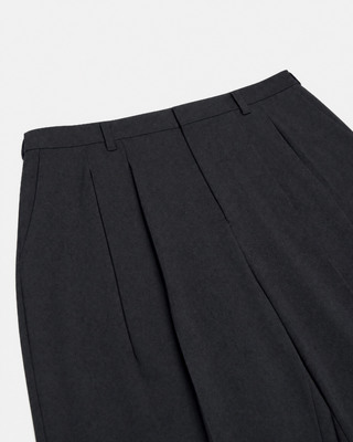 Pantalon de tailleur large en laine noir