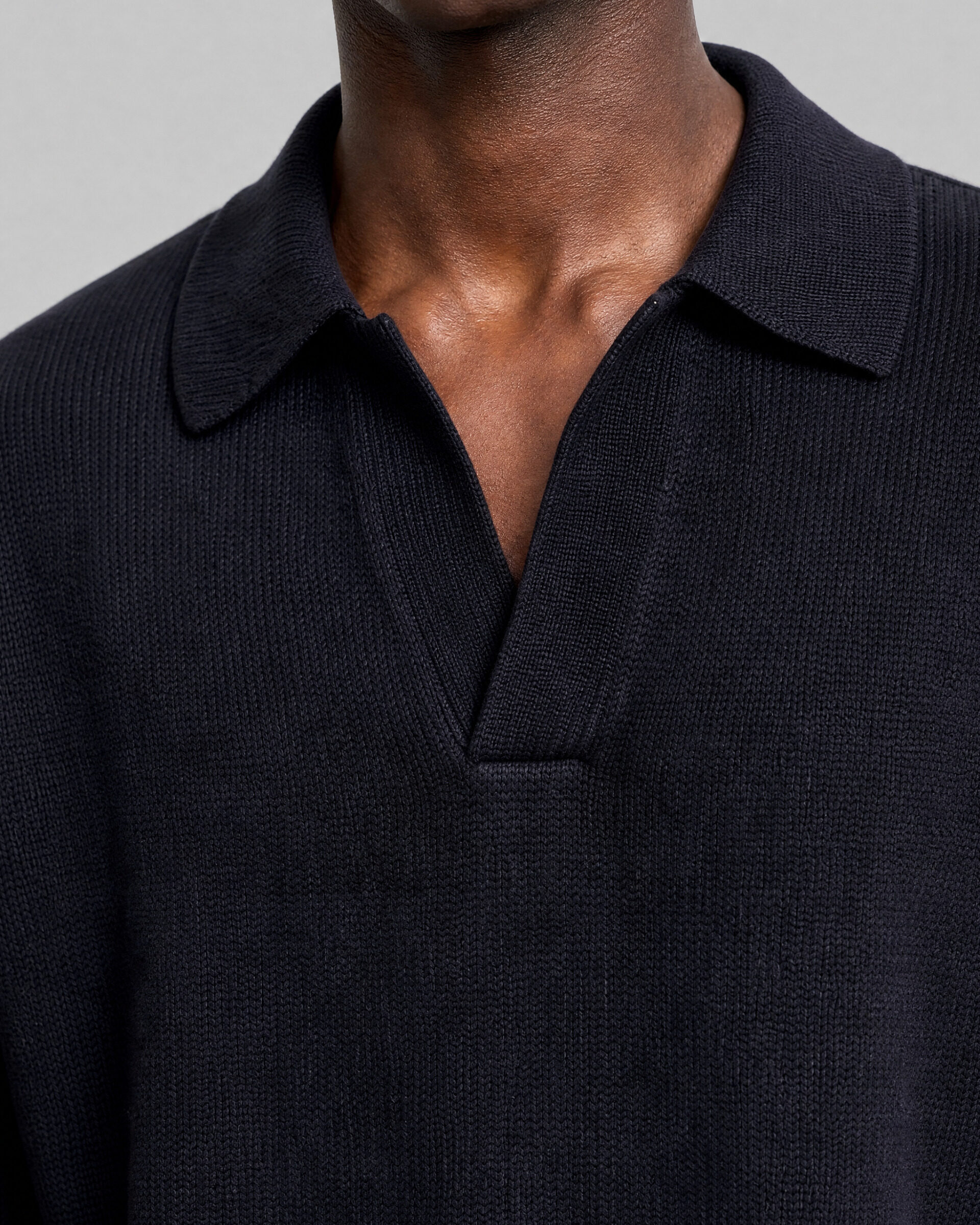 Pull col polo en laine marine