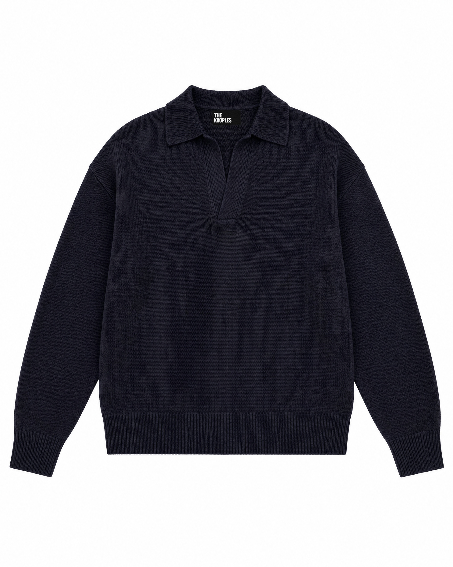 Pull col polo en laine marine