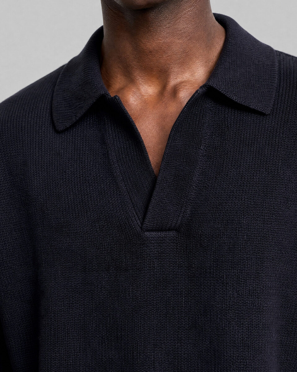 Pull col polo en laine marine