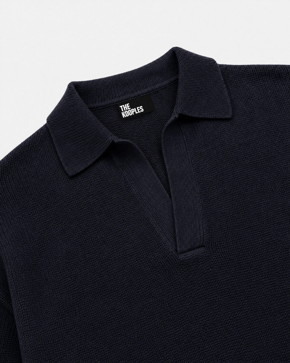 Pull col polo en laine marine