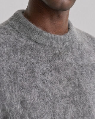 Pull col rond en mohair gris