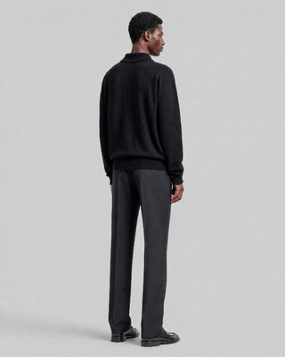 Pull col polo en laine noir