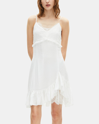 Robe courte avec dentelle &eacute;crue