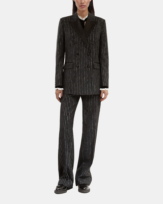 Veste tailleur &agrave; rayures noire