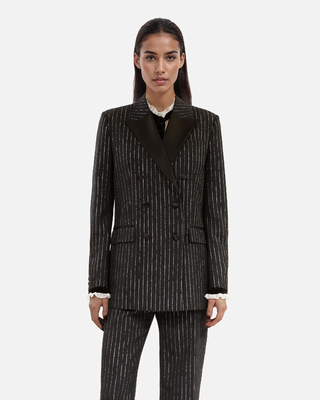 Veste tailleur &agrave; rayures noire