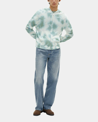 Cardigan en laine m&eacute;rinos tie and dye kaki