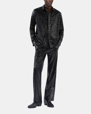 Chemise &agrave; sequins noire