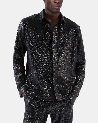 Chemise &agrave; sequins noire