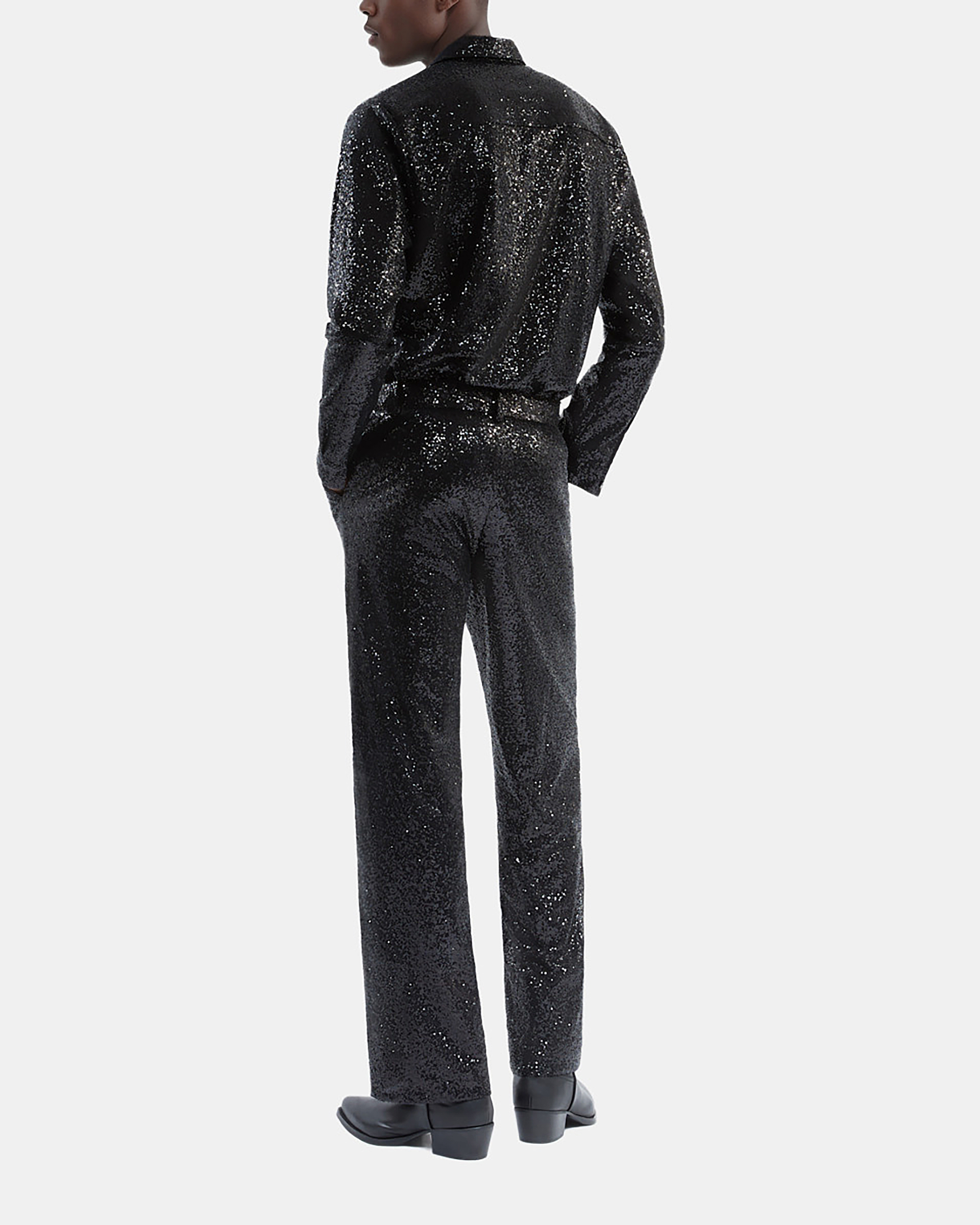 Pantalon droit à sequins noir