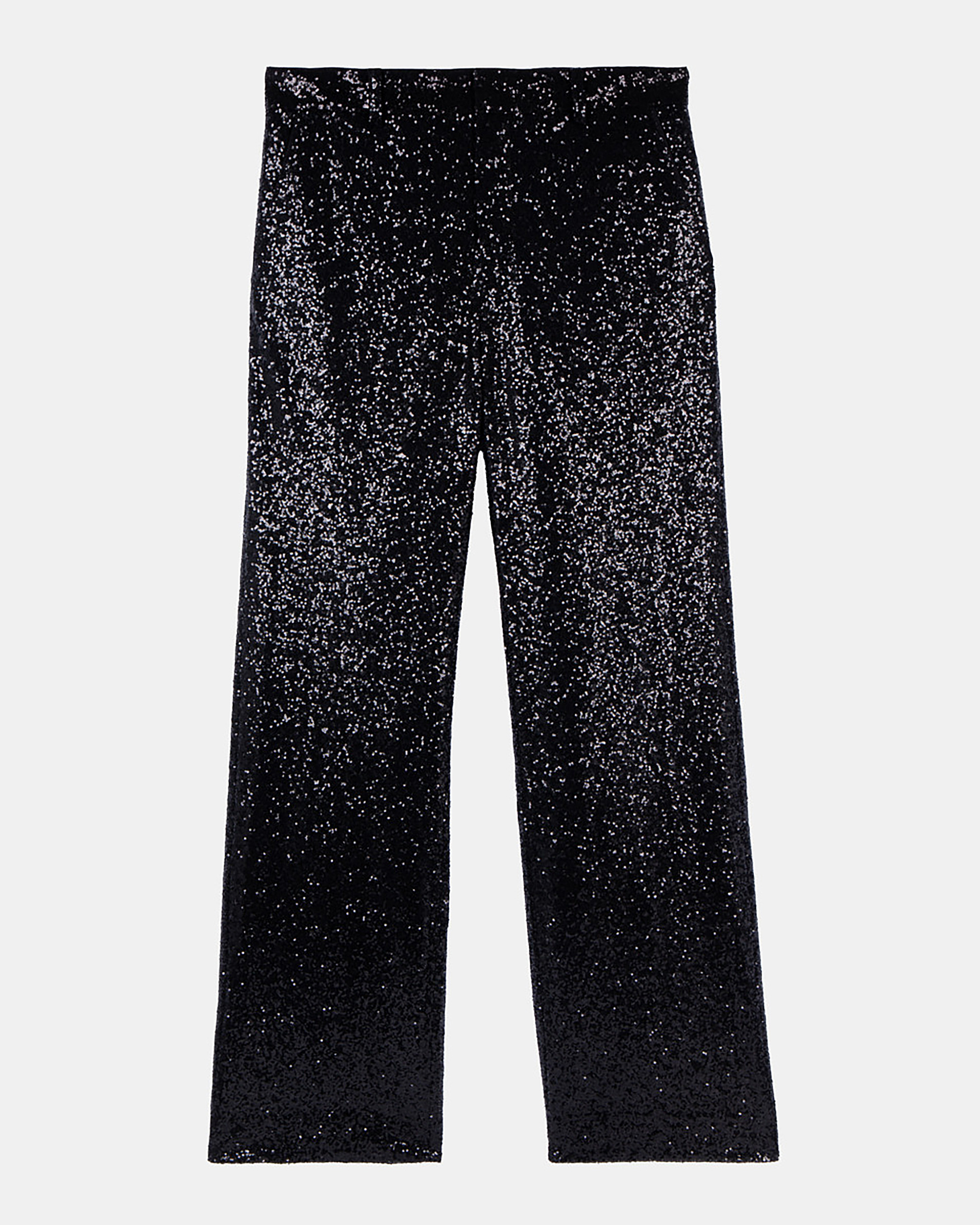 Pantalon droit à sequins noir