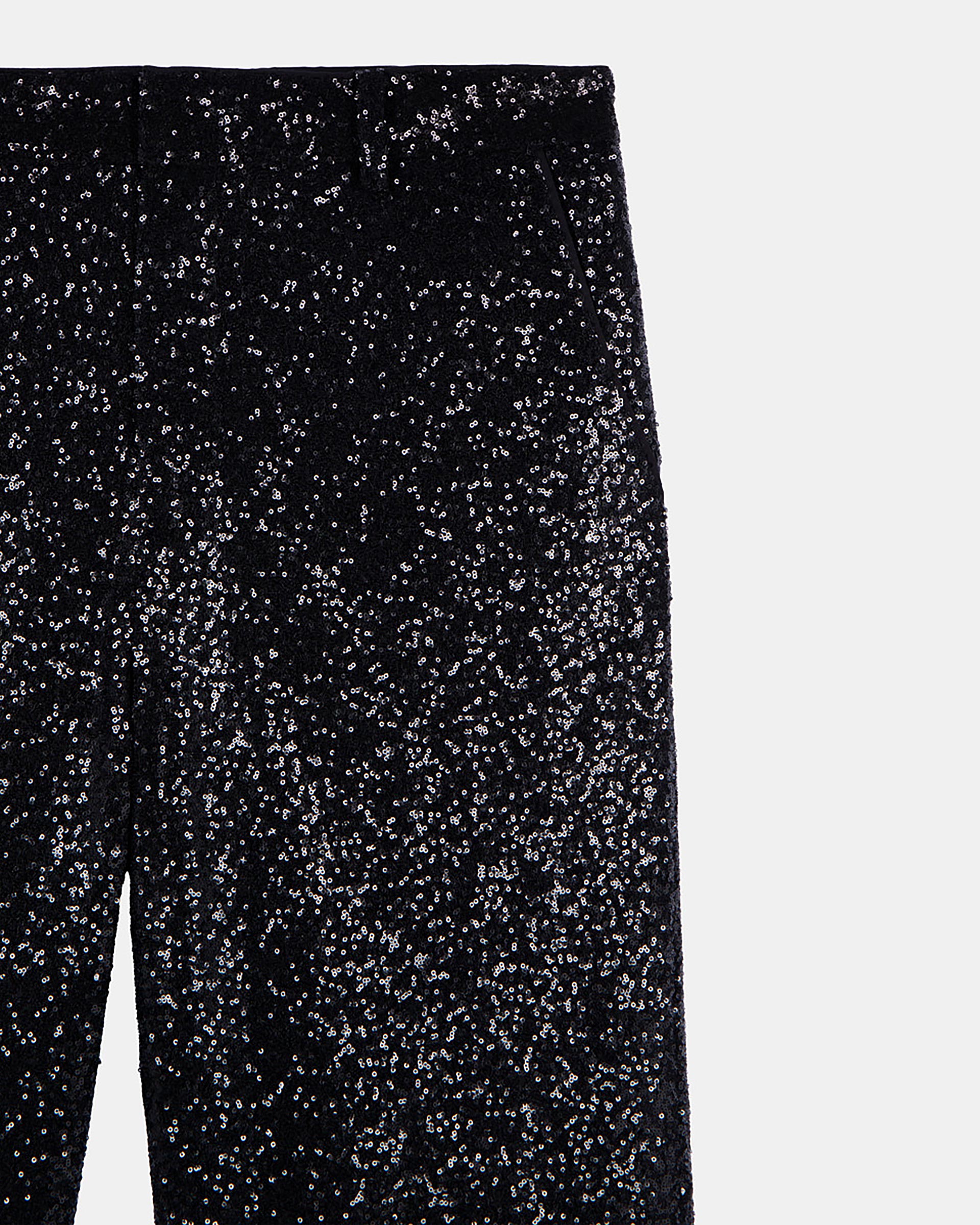 Pantalon droit à sequins noir