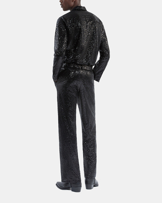 Pantalon droit à sequins noir