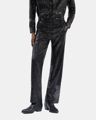 Pantalon droit à sequins noir
