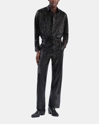 Pantalon droit à sequins noir