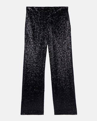 Pantalon droit à sequins noir