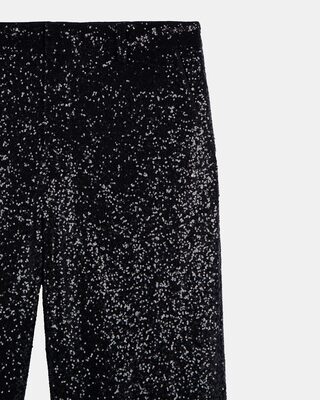 Pantalon droit à sequins noir