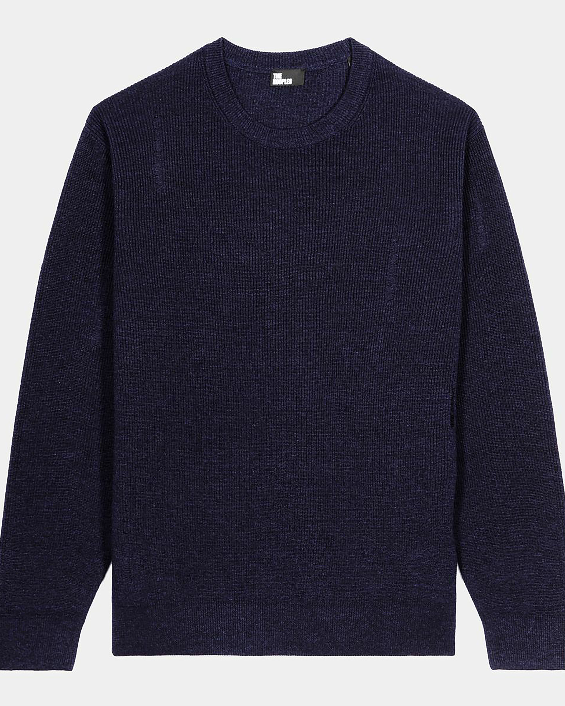Pull en laine et lin marine