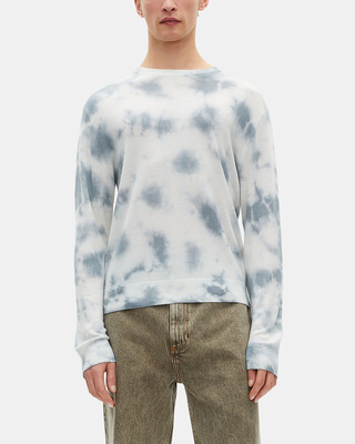 Pull en laine m&eacute;rinos tie and dye bleu
