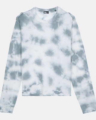 Pull en laine m&eacute;rinos tie and dye bleu
