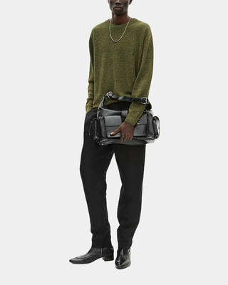 Pull en laine et lin kaki