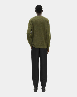 Pull en laine et lin kaki