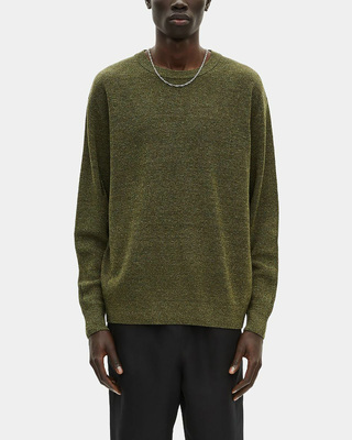 Pull en laine et lin kaki