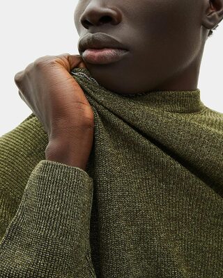 Pull en laine et lin kaki