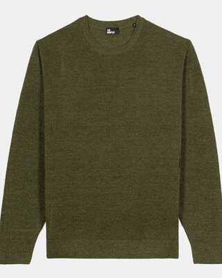 Pull en laine et lin kaki