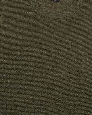 Pull en laine et lin kaki
