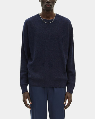 Pull en laine et lin marine