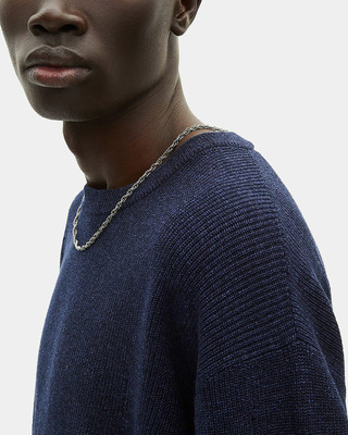 Pull en laine et lin marine