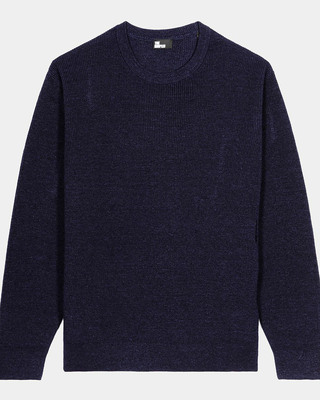 Pull en laine et lin marine