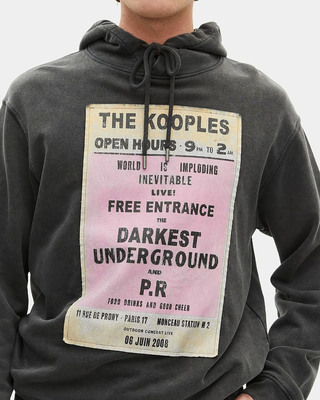 Sweatshirt &agrave; capuche et s&eacute;rigraphie noir