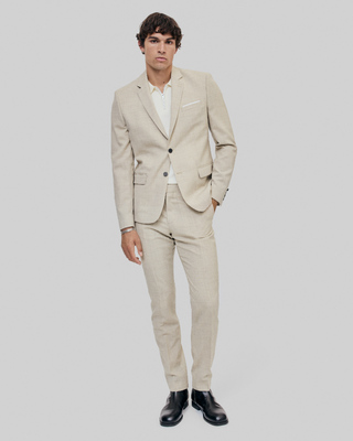 Veste de costume en laine coupe ajust&eacute;e beige