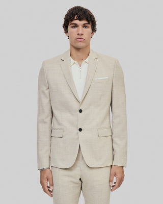 Veste de costume en laine coupe ajust&eacute;e beige