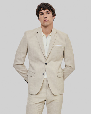 Veste de costume en laine coupe ajust&eacute;e beige