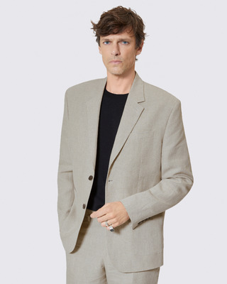 Veste de costume en lin beige