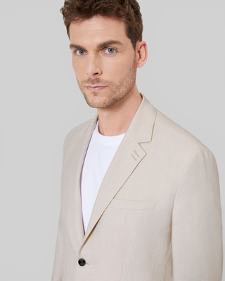 Veste de costume en coton lin beige
